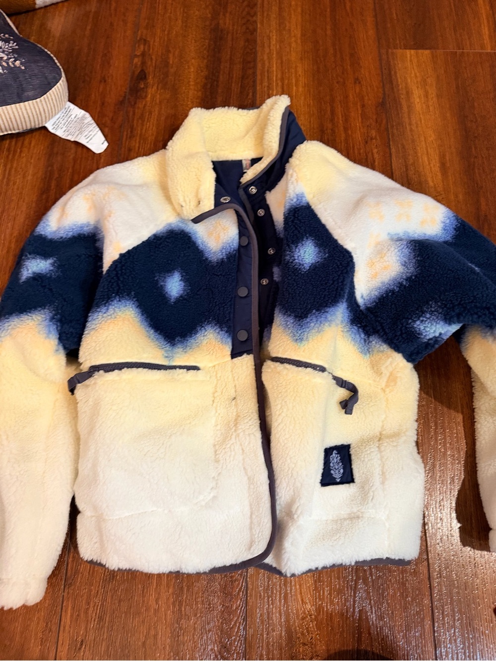 FP Movement by Free People Cream & Navy Sherpa Puffer Jacket